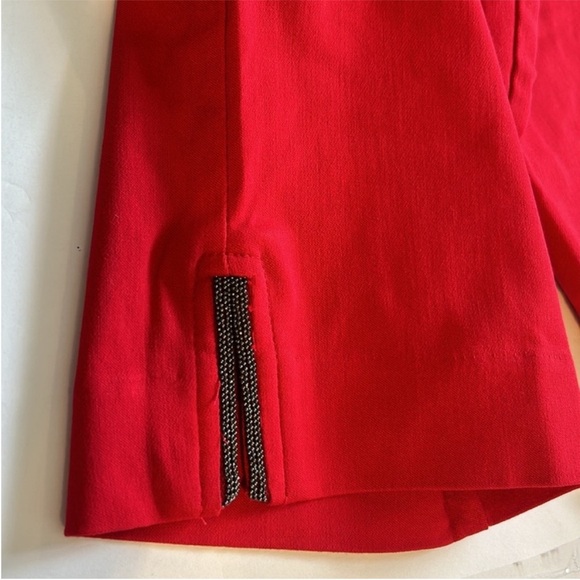 Chico’s 1.5R (10) Pants Brigitte Beaded Detail Ankle Pants Red black bling NWT - Picture 6 of 16